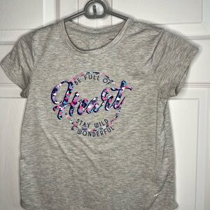 Girls Graphic Tee Size L 10-12 Athletic Works Grey Heart Shirt Dri-More